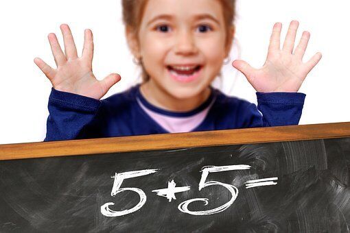 学习, 学校, 幼儿园, 女孩, 计数, 数学问题, 手指, 十, 儿童, 快乐